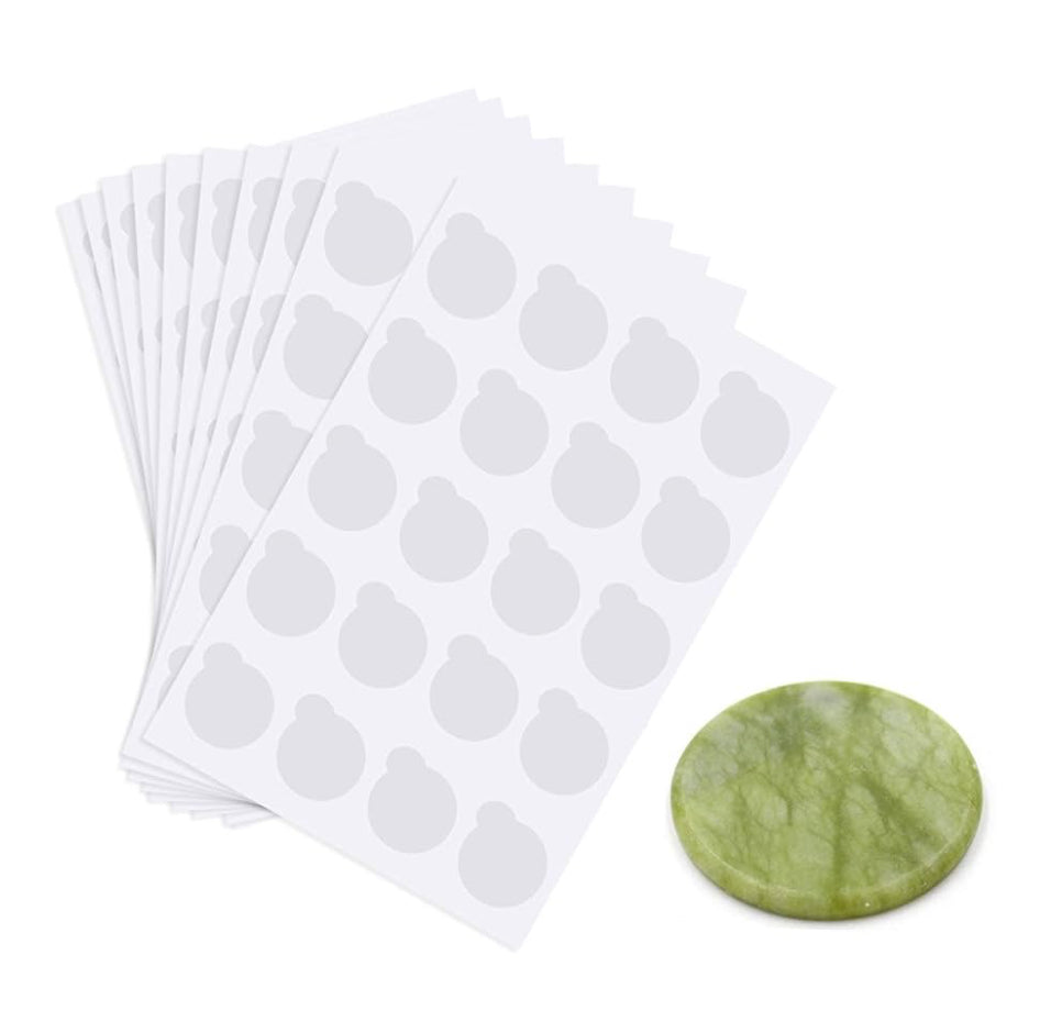 200 Pcs Eyelash Extension Adhesive Glue Pallet Sticker Pads, Disposable Waterproof Adhesive Holder Pad and 1 Pcs Eyelash Extension Jade Stone