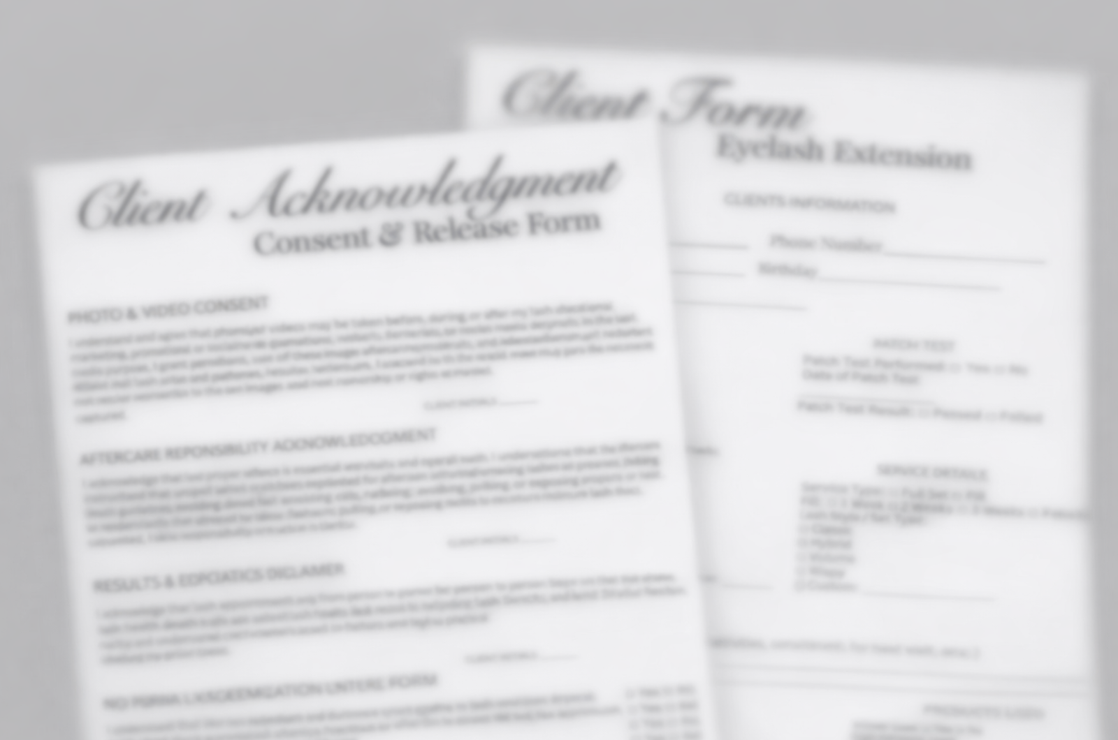 Eyelash Extension Client Forms Bundle